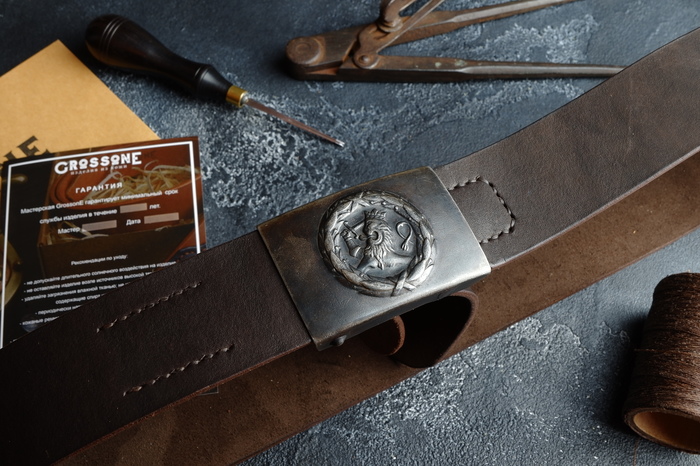 Making a belt with a Finnish buckle from the Great Patriotic War - My, Leather craft, Grossone, , , Belt, Longpost