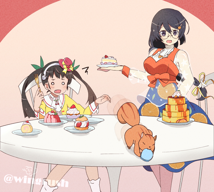 Sweet feast - Anime, Anime art, Monogatari series, Hachikuji Mayoi, Ougi Oshino, Hanekawa tsubasa