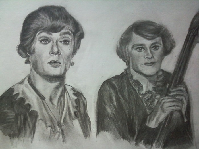 Who recognizes the movie? - My, Pencil drawing, Drawing, Movies, There are only girls in jazz