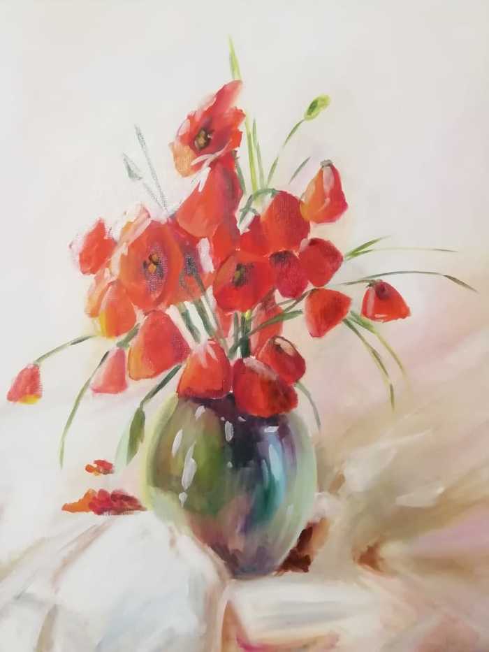 poppies on light - My, Poppy, Painting, Oil, Canvas