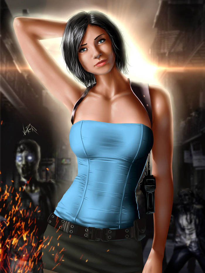 Jill valentine - Art, Drawing, Resident evil, Capcom, Jill valentine, Zombie, Games, Viiperart