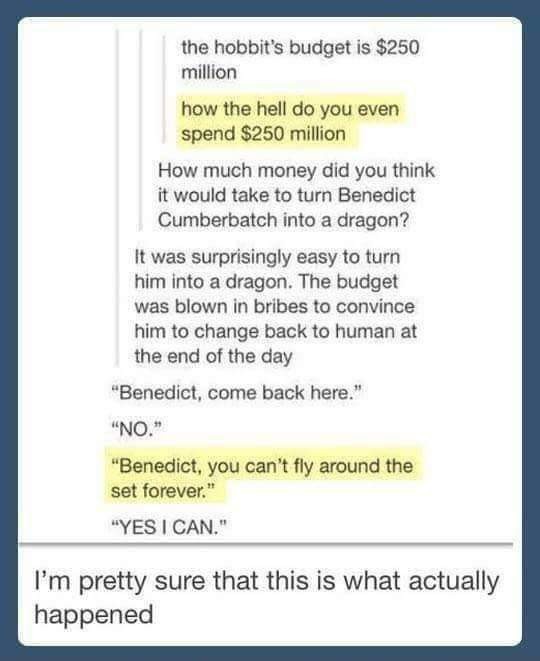 Persuade Cumberbatch - Humor, The hobbit, Benedict Cumberbatch