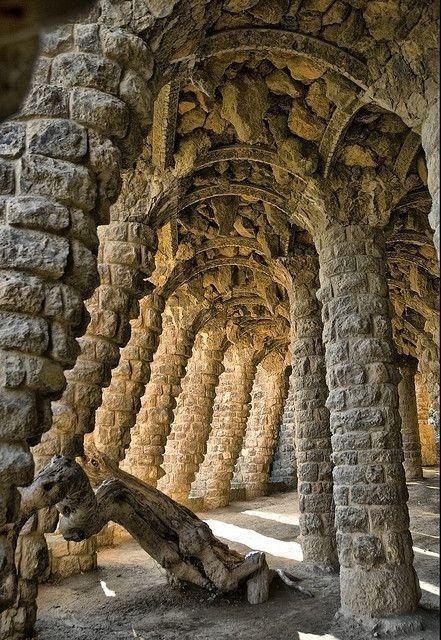 Alley in Park Guell, Barcelona - Antoni Gaudi, Architecture, Spain, Barcelona, The park, Barcelona city