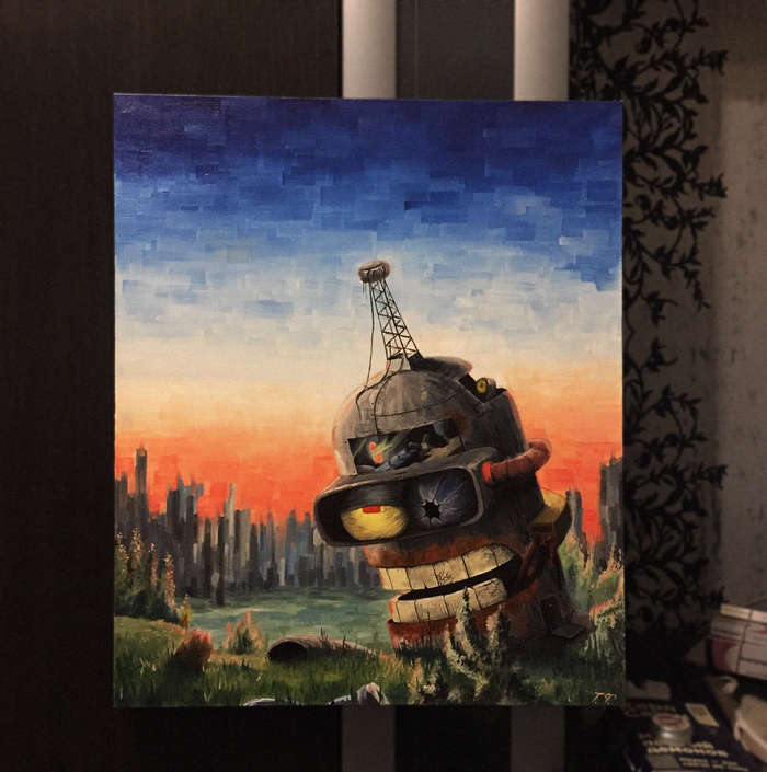 At the dawn of the fourth millennium - My, Bender, Post apocalypse, Canvas, Butter, Futurama