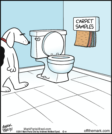 That's it, he's just so used to it - Comics, Offthemark, Toilet, Dog, Carpet