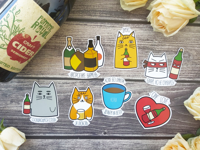 Booze stickers! - My, cat, Alcohol, Stickers, Longpost