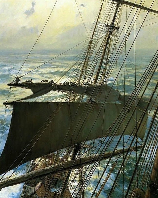Под парусами - 2 Море, Маринистика, Корабль, Парус, Шторм, Длиннопост, Искусство, Живопись