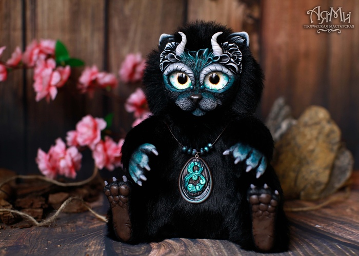 Turquoise Manul - My, Handmade, Author's toy, Toys, Needlework without process, Polymer clay, Longpost