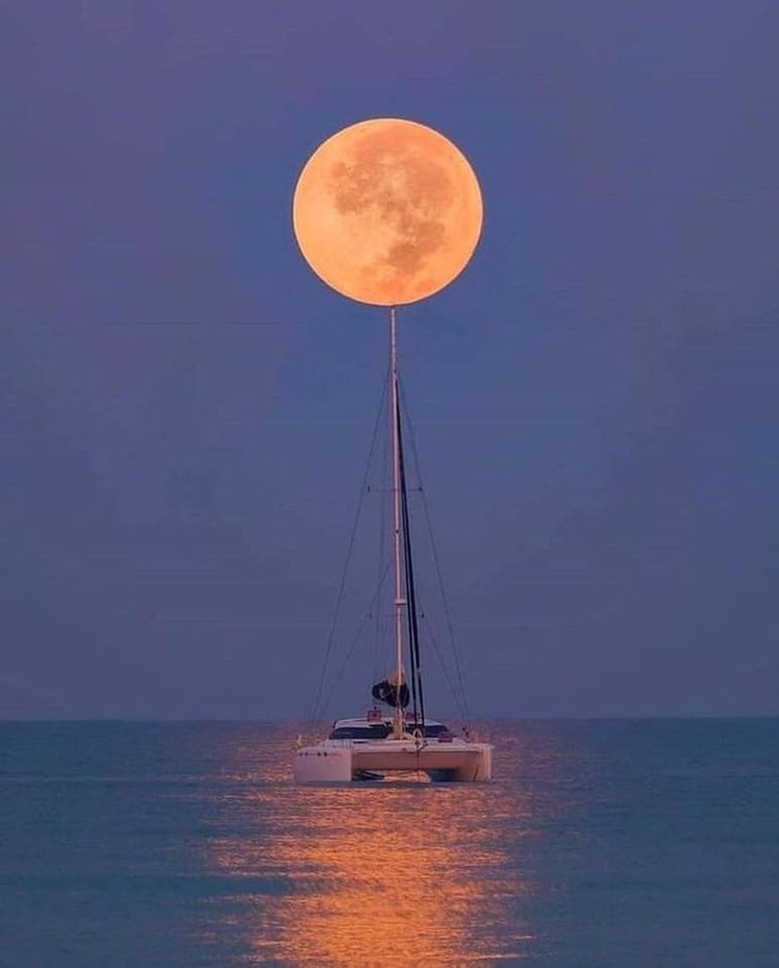 Lollipop - moon, Yacht, Successful angle, Ocean
