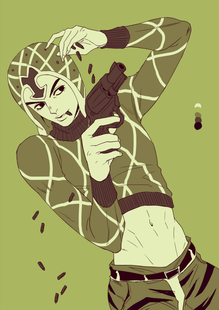 Mista recharges - Jojos bizarre adventure, Vento aureo, Anime, Anime art, Guido Mista, Revolver