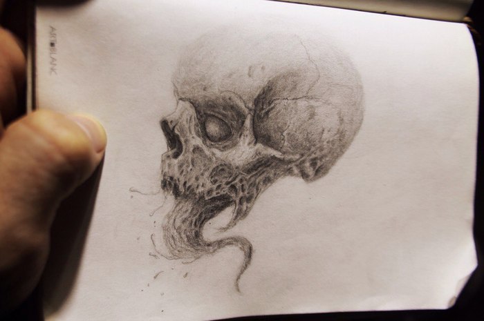 Baby - My, Sketch, Scull, Horror, Fearfully, Milota, Miniature, Drawing, Pencil