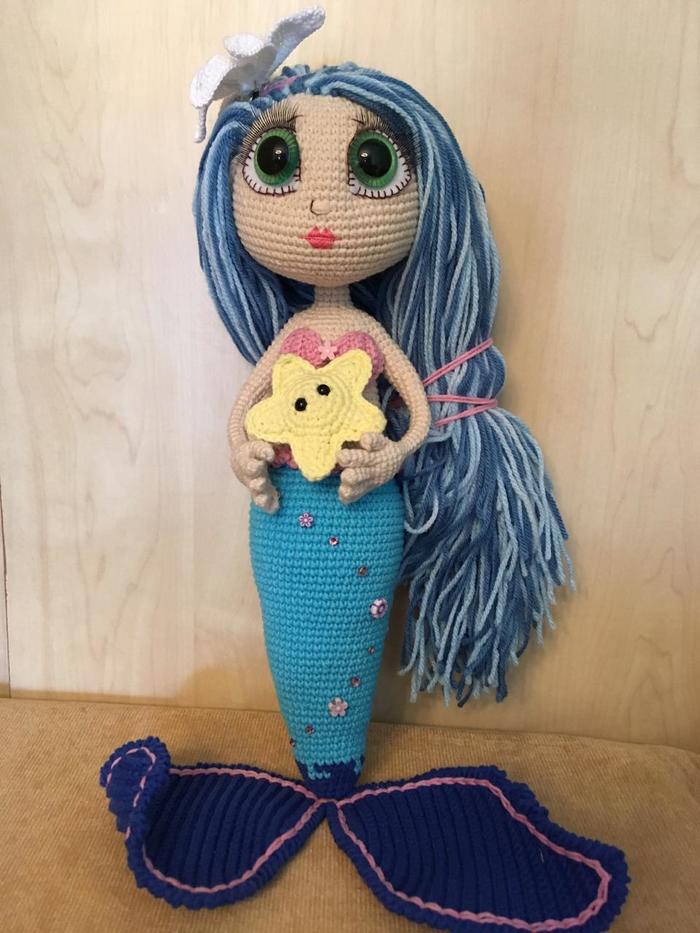 Little Mermaid doll))) - My, Amigurumi, the little Mermaid, Knitting, Handmade, With your own hands, Needlework without process, Knitted toys, Longpost