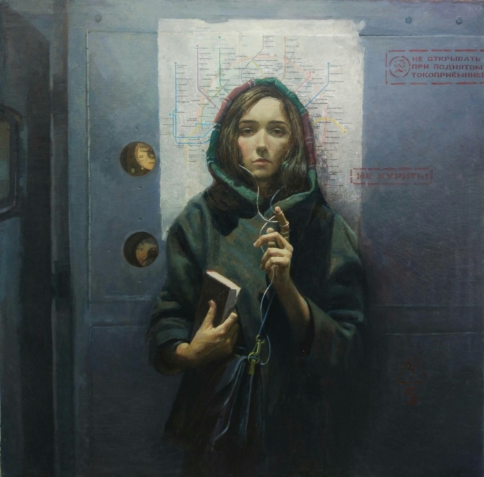 Hooked - Andrey Shatilov, Painting, Hooked, Metro