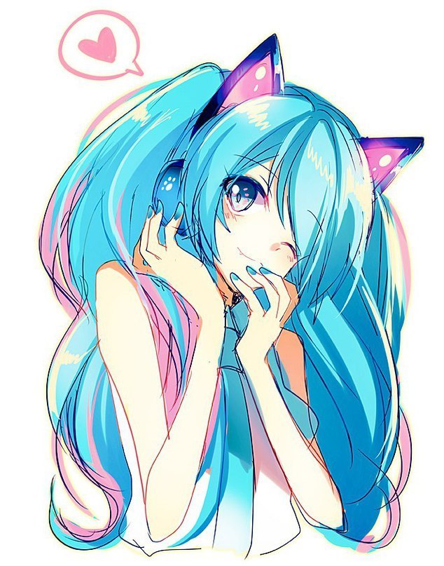 Meow! - My, Anime, Not anime, Vocaloid, Hatsune Miku, Anime art, Neko