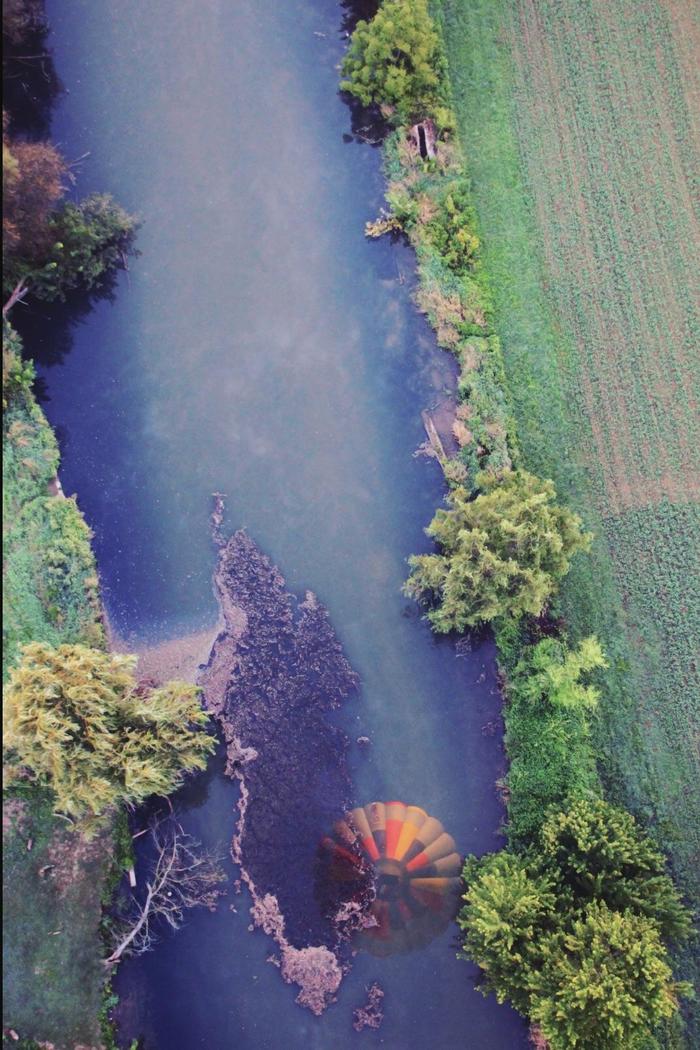 Flying in a big hot air balloon... - The photo, Balloon, Aeronautics, River, Reflection, Flight, Bird's-eye, , View from above, Mr Credo