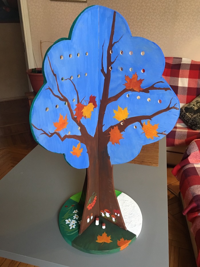 Painting thematic tree for the garden. - My, Seasons, Tree, Kindergarten, Luboff00, Longpost, Drawing