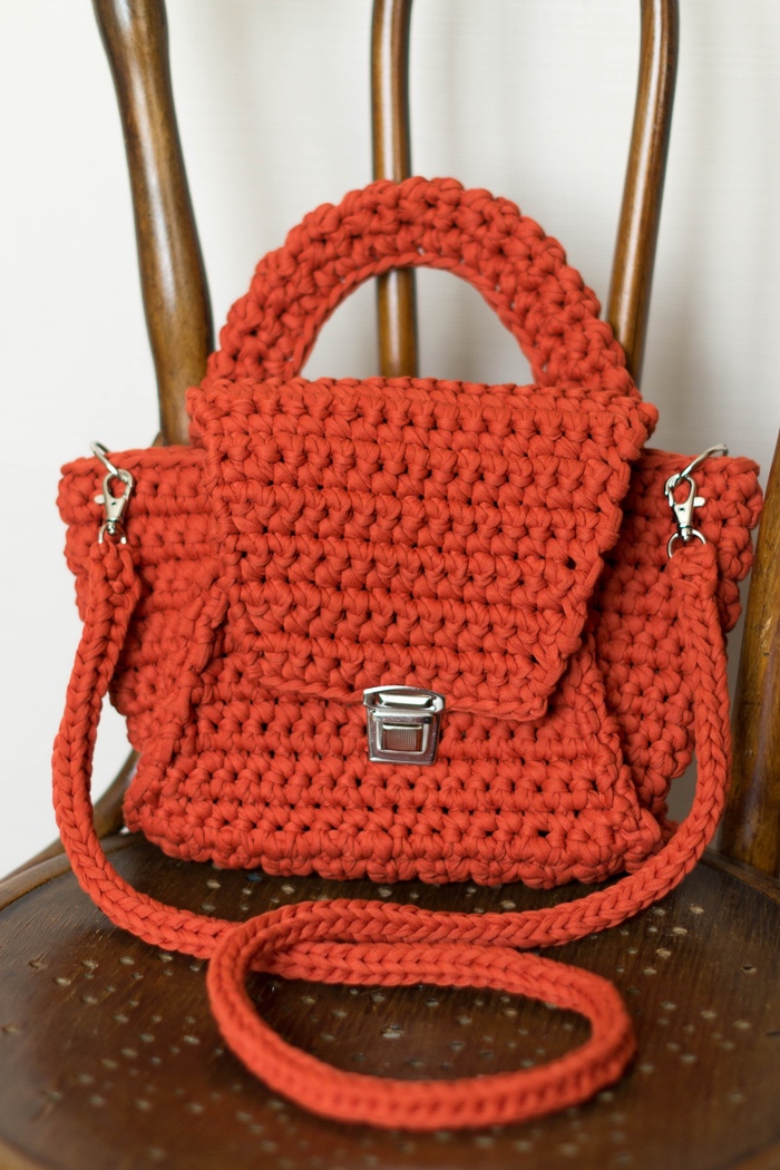 Terracotta bag. - My, Сумка, Crochet, , Handmade, With your own hands, Needlework, Hobby, Longpost