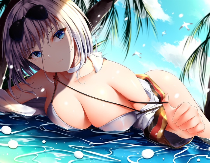 Tirpitz - NSFW, Azur Lane, Tirpitz, Этти, Summertime, Anime Art, Аниме, Арт, Лето