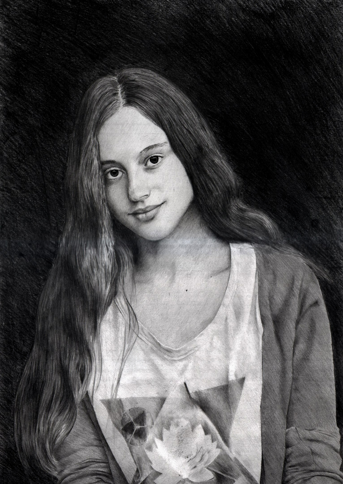 Portrait - My, Drawing, Portrait, Pencil drawing, Art, Graphics, Hobby, Girls, Photorealism