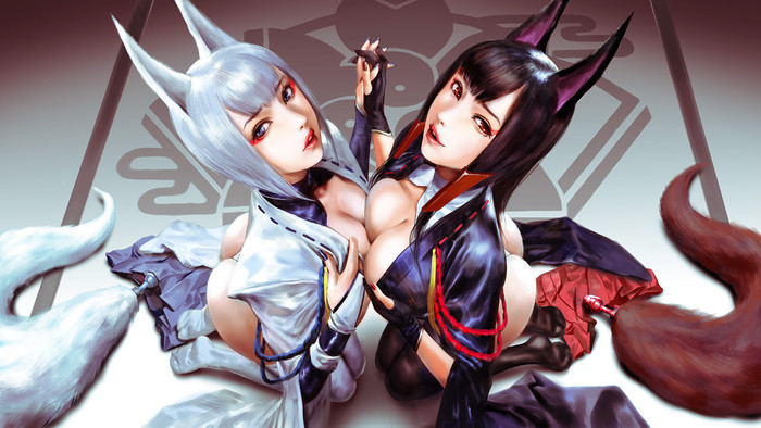 Akagi&Kaga - NSFW, Art, Drawing, Akagi, Kaga, Azur lane, Wu Shuang