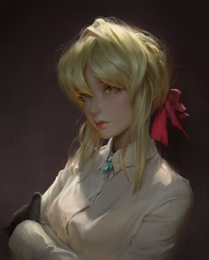 Violet - Art, Drawing, Anime, Violet Evergarden, Anime art, Ley Bowen