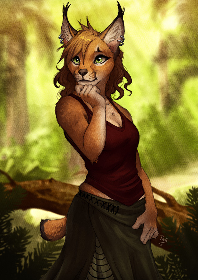 Curious - Tasanko, Furry, Art, Caracal, Nature