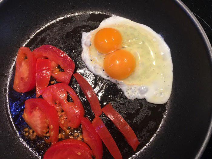 Luck? - My, Breakfast, Luck, Luck, Eggs, Tomatoes, Pan