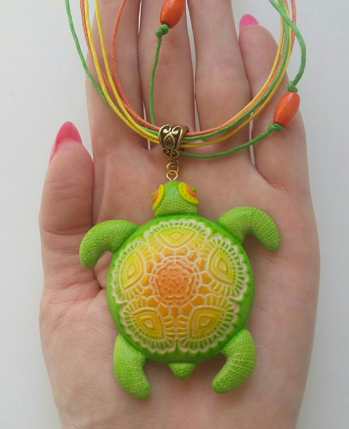 Pendant Turtle made of polymer clay. Master Class. - My, Pendant, Master Class, With your own hands, Turtle, Polymer clay, Handmade, Video, Longpost