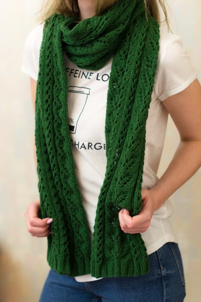 Зеленый зимний комплект. Вязание, Рукоделие с процессом, Своими руками, Шарф, Шапка, Хобби, Длиннопост