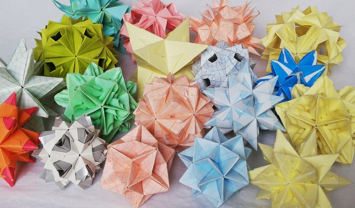 Another portion of kusudam. - My, Origami, Kusudama, Polyhedron, Geometry, Scheme, Hobby, Needlework without process, Longpost, Paper