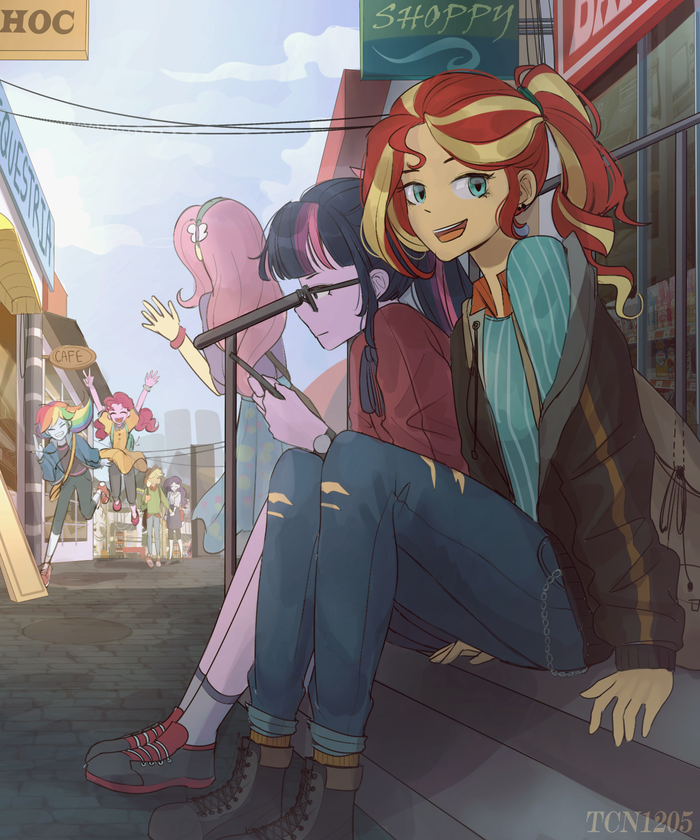 Hang out My Little Pony, Equestria Girls, Sunset Shimmer, Mane 6, Looknamtcn