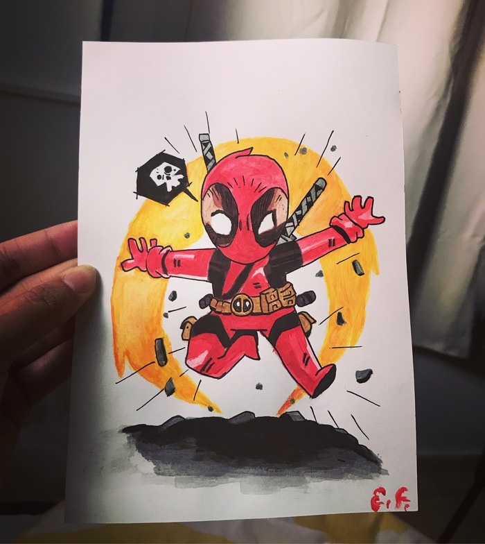 Dedicated to fans of Dedupul;) - My, Deadpool 2, Marvel League, Marvel, Deadpool, Drawing