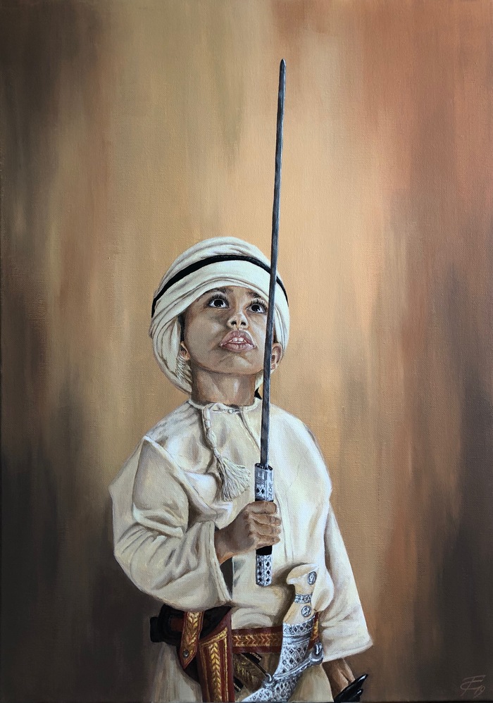 Omani boy (Omani boy) - My, Boy, Canvas, Acrylic, Oman, Painting