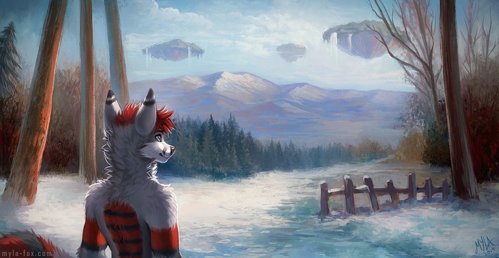 Above the Horizon - Furry Art, Mylafox, Фурри, Furry Canine