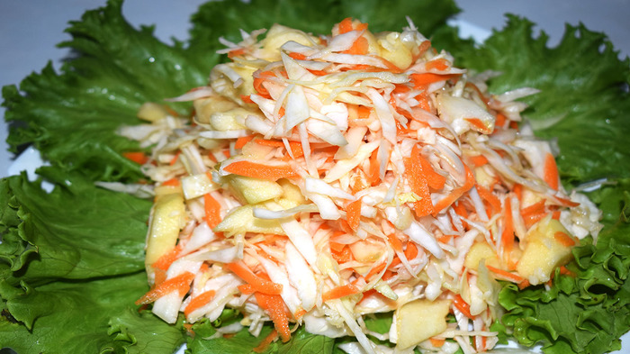 Cabbage salad with apple. - My, Cabbage salad, Salad, , Longpost, Video recipe, Video, Recipe, Food