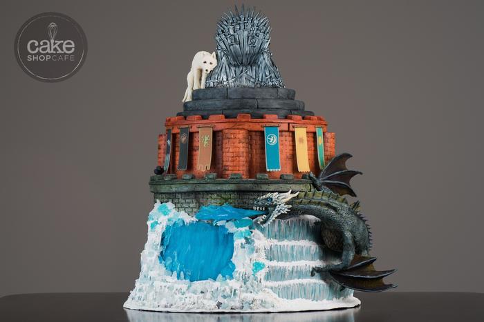 Cake for a Game of Thrones fan - Game of Thrones, Cake, Viserion, Призрак, Iron throne