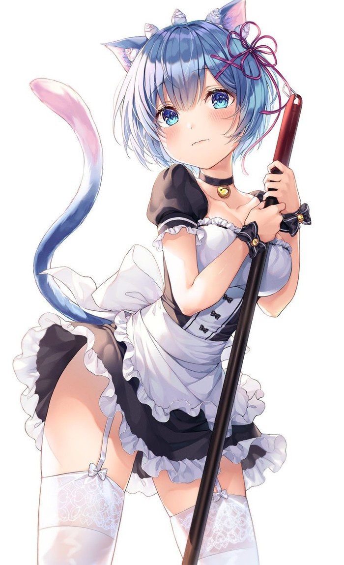 Anime Art - Anime, Anime art, Re: Zero Kara, Rem, Animal ears, Stockings, Rem (Re: Zero Kara)