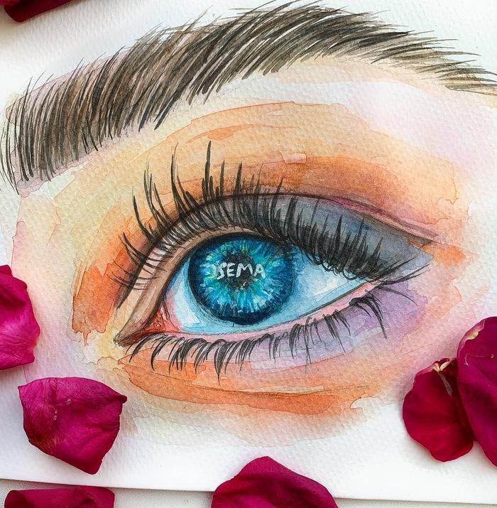 watercolor eye - My, Eyes, Blue eyes, Watercolor, Drawing