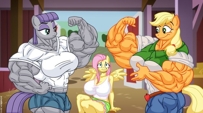 Muscle growth (Achtung! Not for the faint of heart and impressionable people!) - Longpost, Tom and Jerry, Harley quinn, Spiderman, My little pony, Characters (edit), Deviantart, Art, Muscle