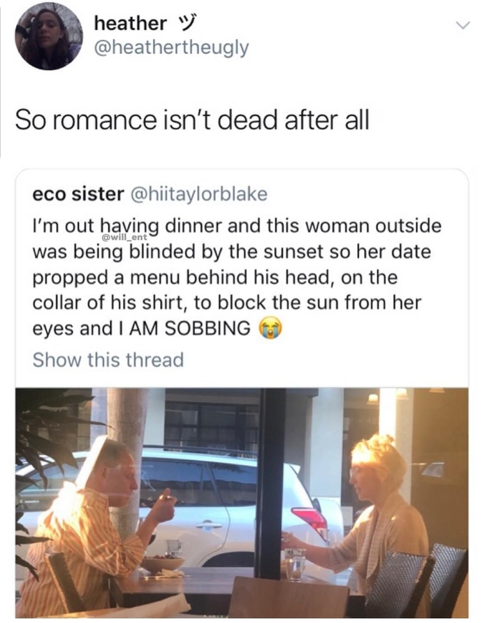 It would be funny to see the comment I wonder who my husband is having dinner with? - The male, Female, The sun, Care, Romance, Twitter, Screenshot, Men, Women