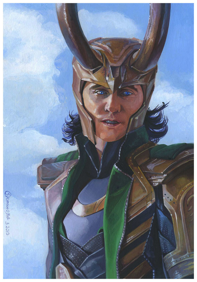 Loki, acrylic - My, Loki, Acrylic, Painting, Marvel, Avengers, Movies, Drawing, Portrait