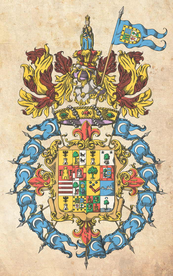 Coat of arms for Alfonso Somalo de Tejada - My, Coat of arms, Heraldry, Art, Vector graphics, Engraving, Shield, Spain, Longpost