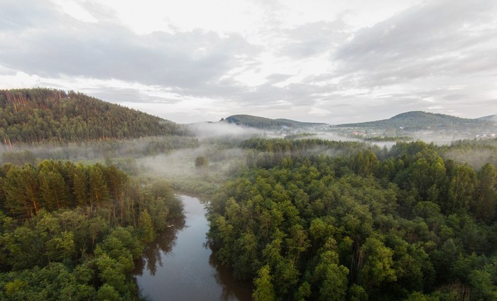 Evening on the river Is near the village of Fedino. Sverdlovsk region - Middle Ural, The mountains, Sverdlovsk region, River, The photo, Nature, Landscape