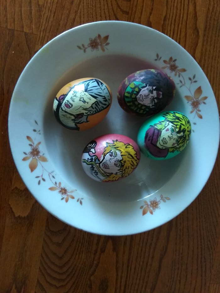 I painted eggs dry, like the remains of a mammoth, with paints - My, Easter, Jojos bizarre adventure, Eggs