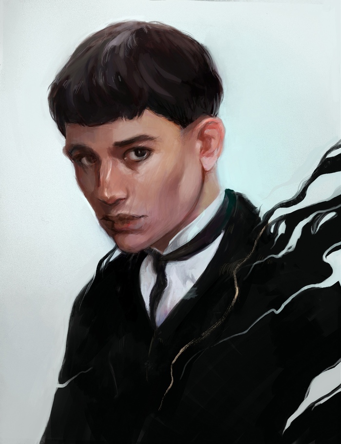 Credence - My, Ezra Miller, Portrait, Fantastic Beasts and Where to Find Them, Drawing, Fan art, Actors and actresses, Celebrities, Harry Potter, Longpost