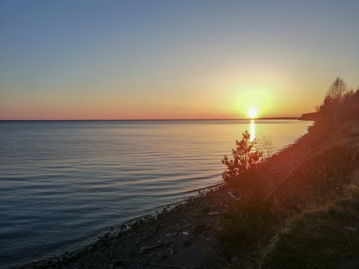 Sunset - My, The photo, Sunset, Rybinsk Reservoir, Cherepovets, Nature, Photo on sneaker