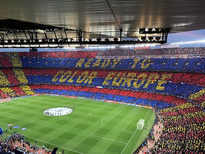 Performance of Barcelona fans before the match with Liverpool - Football, Champions League, Barcelona, Liverpool, Performance, Football fans, Longpost, Barcelona Football Club