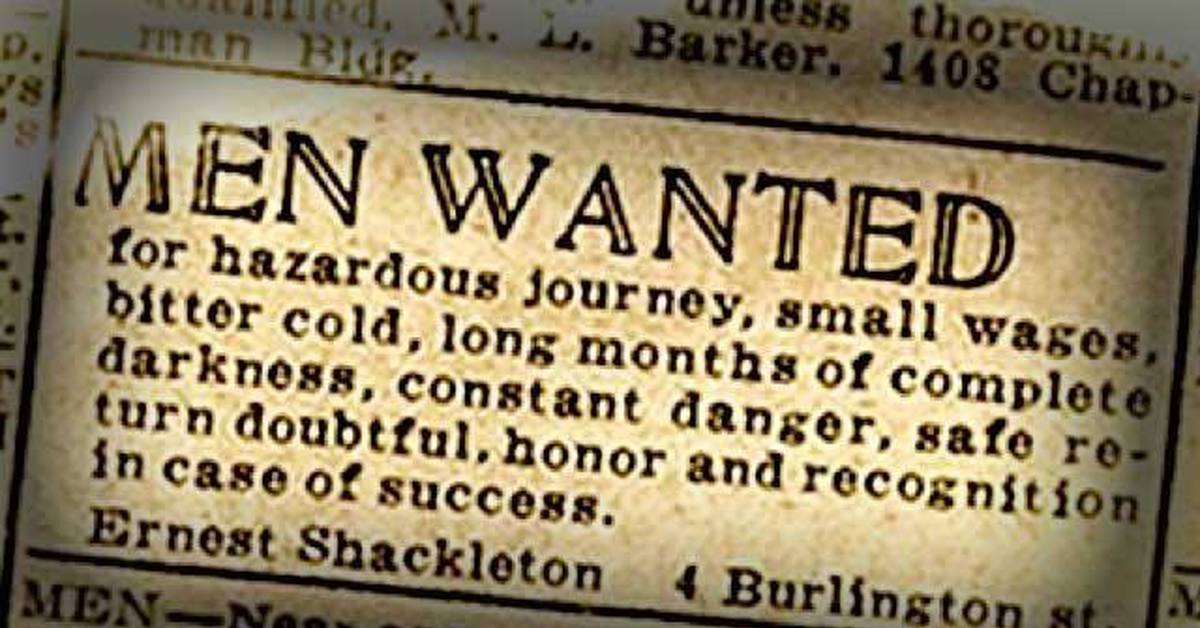 Wanted man. Объявление Шеклтона. Wanted ad. Объявление о вакансии Шеклтона. A wanted man.