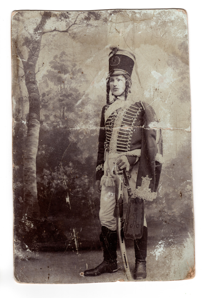 Restoration of an interesting photograph - a hussar with ringlets. - My, The photo, Restoration, Old photo, Work, Hussar, Longpost