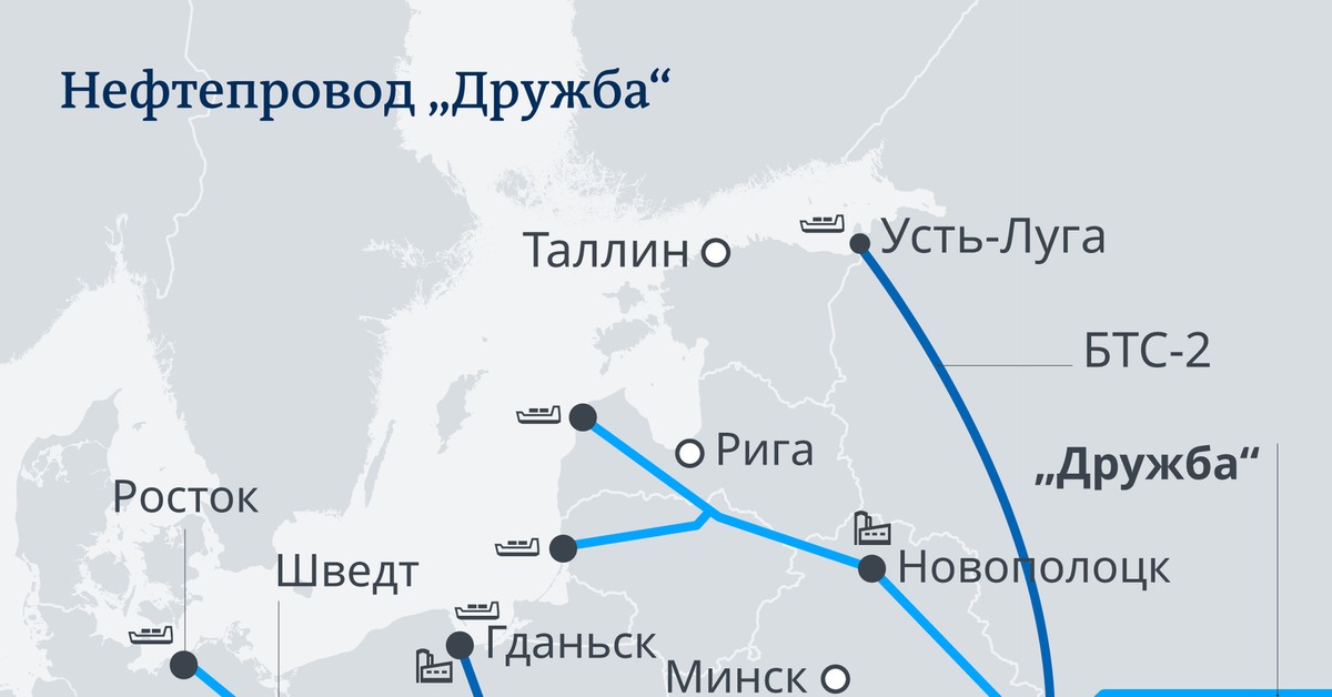 Карта нефтепроводов дружба